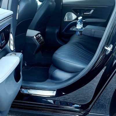 First Class Mercedes EQS interior backseat